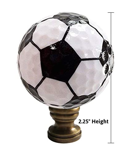 Image of Soccer Ball Lamp Finial, Black and White Pentagon Pattern, 2.25 inchh