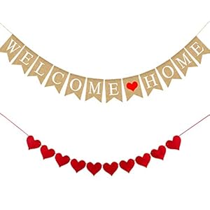 Allfun Jute Willkommensbanner Herz Girlande AF-961909