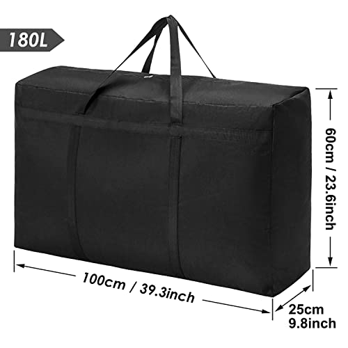 Voency 3 Pack 180L Extra Large Under Bed Storage Bags, Thickened Sturdy 600D Oxford Moving Organizer Bags, Waterproof Heavy Duty Foldable Portable Bag for Duvet, Blankets, Clothes, Bedding, Travel