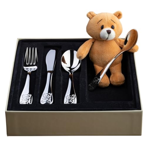 JOYERÍA EL FARO | Cubiertos infantiles personalizados | Cubiertos personalizados infantiles con nombre | Grabado personalizado | Presentación en estuche premium (Modelo 2)