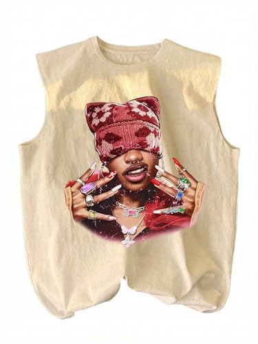 RoseSeek Summer Retro Graphic Tank Top Hippop Streetwear Y2K Tees