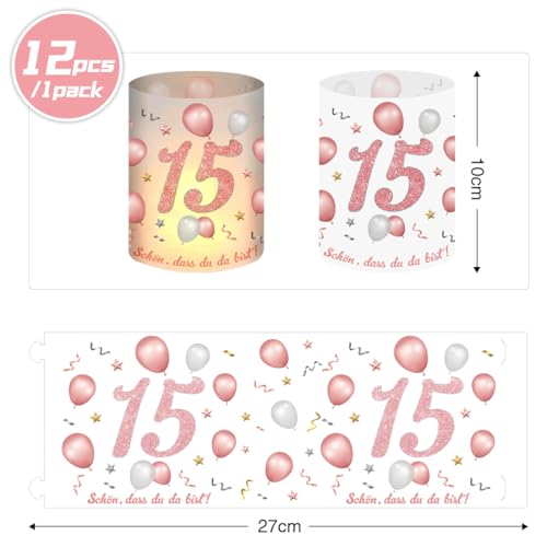 Miniatura 2 de 12 Faroles Vela Decorativos Para 15 Años, Decoración De Mesa 15 Años Happy Birthday, Anniversaire 15 Ans Femme Homme Pour Lumières De Thé Et Bougies