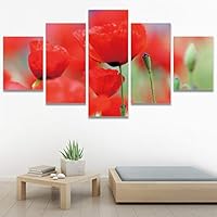 SIGNWIN 5 Panel Canvas Wall Art Modern Art Bohemian Bouquet Colorful Cool Floral Group Multicolor Photography Realism for Home Decorations Ready to Hang - 60