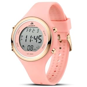 Uhr Damen Digitale Armbanduhr Damen 3ATM Wasserdicht Sport Stoppuhr | Silikonarmband mit Licht/Datum/Woche/Monat