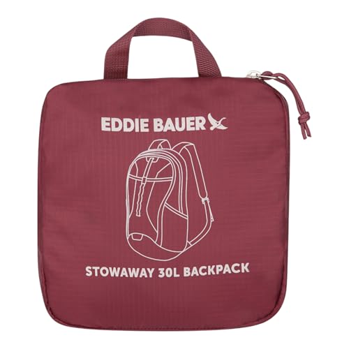 Image of Eddie Bauer Stowaway Packable Backpack | Travel | Outdoor | Lightweight | Foldable | Durable | Ripstop Polyester | 30L - Black Cherry