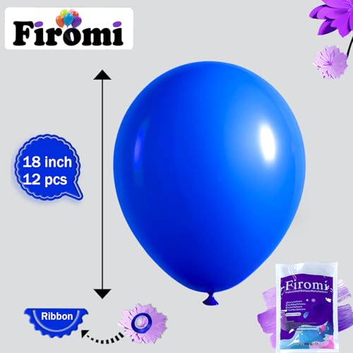 Image of Firomi Royal Blue Balloons 18-inch 12 Pack Large Thicken (with 1 Ribbon)
