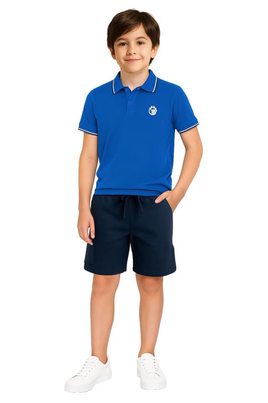 Image of Aventura Boys' Polo T-Shirt & Shorts Set 100% Cotton Bio-Washed Fabric Age 5-12 Years