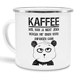 Tassendruck Emaille mit Spruch Kaffee am Morgen Lustig/Arbeit/Büro/Witzig/Geschenkidee für Kollegen/Emaille klein