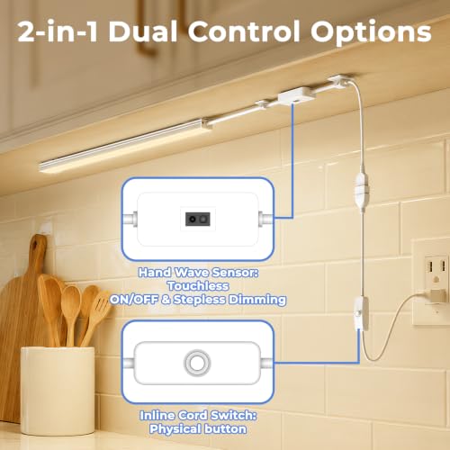 Image of ASOKO 12Inch Hand Wave Activated Under Cabinet Lights-Warm White 3000K