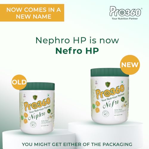 Image of Pro360 Nefro HP Powder - Vanilla Flavour, 400g - High Protein Dialysis Care Nutritional Supplement for Renal Support - Protein Powder with L-Taurine, L-Carnitine & Essential Nutrients (Pack of 2)