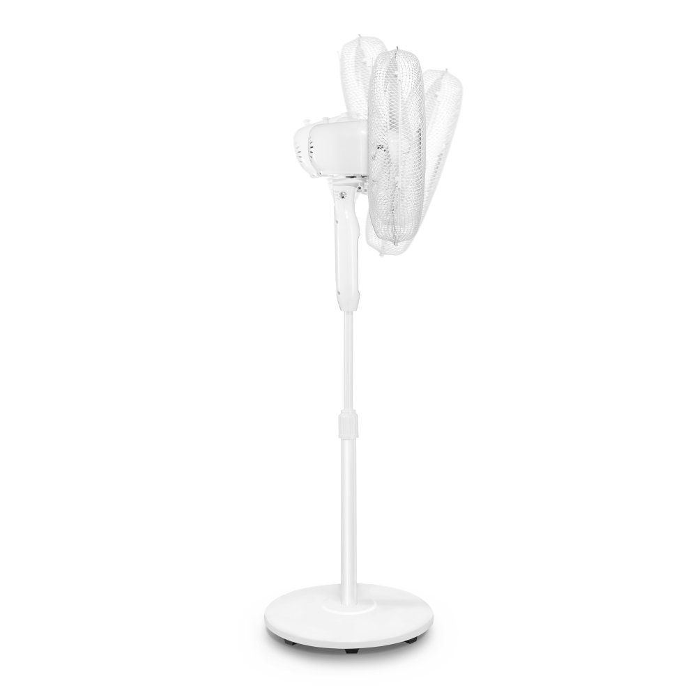 TROTEC TVE 25 S Wentylator stojący moc 40 W automatyczna oscylacja o 80° 3 stopnie prędkości średnica łopatek 40 cm kąt nachylenia do 30° wysokość od 110 do 130 cm cicha praca z pilotem i timerem