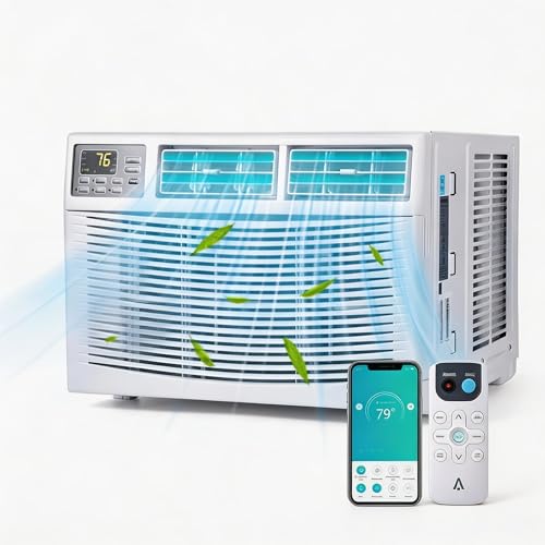Image of 10000 BTU Smart Window Air Conditioner for Rooms up to 450 Sq. Ft., Quiet WiFi AC Unit, 3-in-1 Cooling, Dehumidifier & Fan, Easy Install