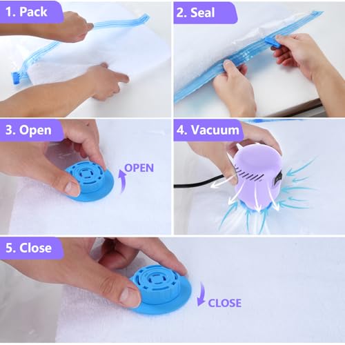 Image of Electric Pump for Vacuum Storage Bags, Travel Vacuum Pump for Various Vacuum Seal Bags Portable Vacpack Air Pump for Compression Clothing Blanket Luggage Purple (Storage Bag Not Included)