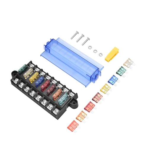 Fuse Blade Kit, 12V Marine Fuse Blade, 8-Way Fuses Box for Cars/Boats/Yachts/RV/Trailers/Trucks/SUVs