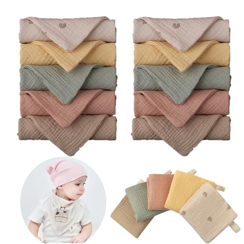 Funmo 10 Stück Baby Musselin Waschlappen