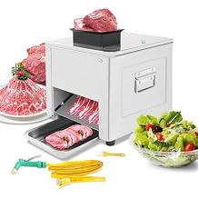 850W Electric Meat Cutter Machine, 5mm Thickness 330lb/h Commercial Meat Slicer Shredded Cutting Machine, Stainless Steel Food Cutting Slicer for Slices Strips Cubes Minced Meat, Low Noise