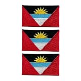 3 Stück Länderflaggen-Flicken-Set – 7 × 4 cm bestickte Aufnäher zum Aufbügeln / Aufnähen für Jacken, Westen, Rucksäcke, Hüte, Taschen und DIY Handwerk (Antigua & Barbuda)
