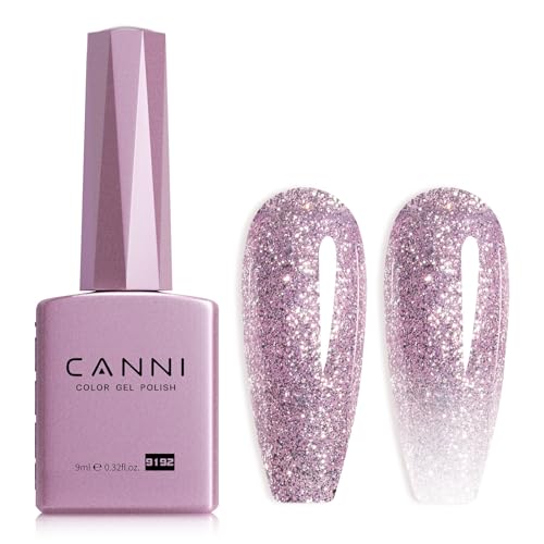 Image of CANNI Glitter Purple Gel Nail Polish, 1Pcs Purple Sparkly Gel Polish Shiny Glitter Color Soak Off U V Nail Manicure Salon DIY at Home