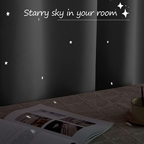 Nicetown Cutout Stars Curtains For Kids Room 2 Panels Romantic Sparkle Starry Sky Space Theme Light-Filtering 84 Inches Length Blackout Windows Curtains, 52" Width, Silver Grey #TOP5