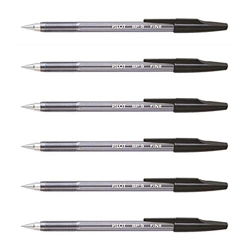 PILOT Set di 6 penne a sfera BP-S-F, colore: Nero