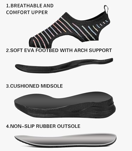 YESWIN Women Walking Sandals Arch Support Orthotic Comfortable Plantar Fasciitis Non-slip Casual Open Toe Sport Sandals for Athletic Summer Beach — view 4