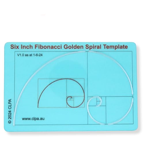 6" Fibonacci Spiral Stencil Template — Golden Ratio Tool for Drawing — Fibonacci Template — Geometric Stencil for Art, Drafting and Quilting — Clear PETG — Made in Australia