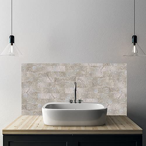 Auliget 2 Piece Peel And Stick Backsplash Pvc Tile, 3 Inch X 6 Inch Beige Stone Stick On Wall Tiles For Backsplash Kitchen, Bathroom, Laundry Room, Camper, Fireplace #TOP4