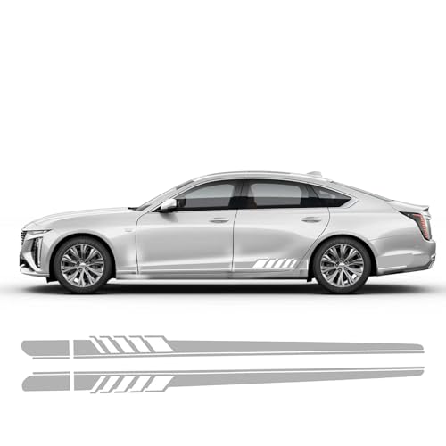 Image of 1 Pack 2 Pcs Universal Fit Car Side Skirt Body Decals, PVC, Glossy, White