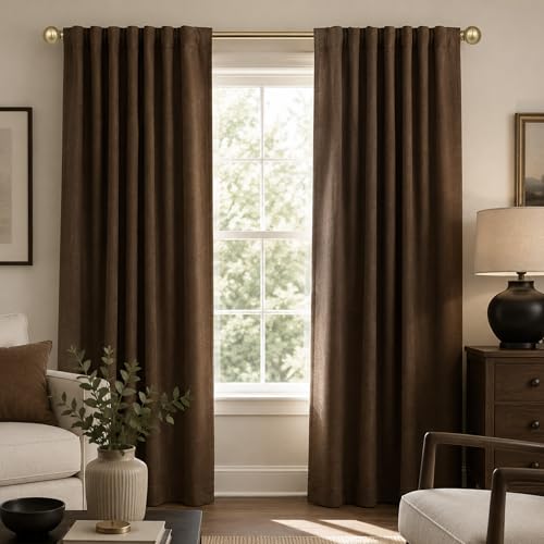 Image of Deco Window Adjustable Curtain Rod for Windows 44 to 120 Inch (Pack of 1) Extendable Heavy Duty 1 Inch Iron Ball with Finials Wall Mounted Curtain Rods (Warm Gold)