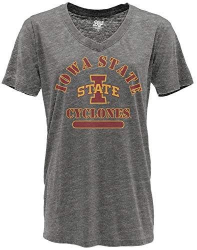 Blue 84 Women's Iowa State Cyclones V-neck Burnout T Shirt, Iowa State Cyclones Charcoal, XX-Large