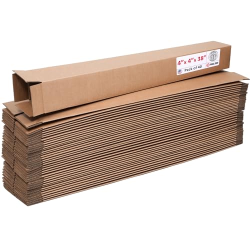 Image of Tall Cardboard Boxes 4 inchL x 4 inchW x 38 inchH (Pack of 40) - USA-Made Packing Boxes for Moving, Shipping, or Storage - USPS, UPS, FedEx Approved - Professional Packing Supplies for Moving | USA-Made Packing Boxes for Moving, Shipping, or Storage - USPS, UPS, FedEx Approved - Professional Packing Supplies