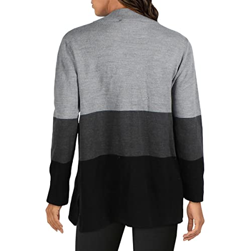 French Connection Womens Ribbed Split Hem Funnel-Neck Sweater Gray M #TOP1