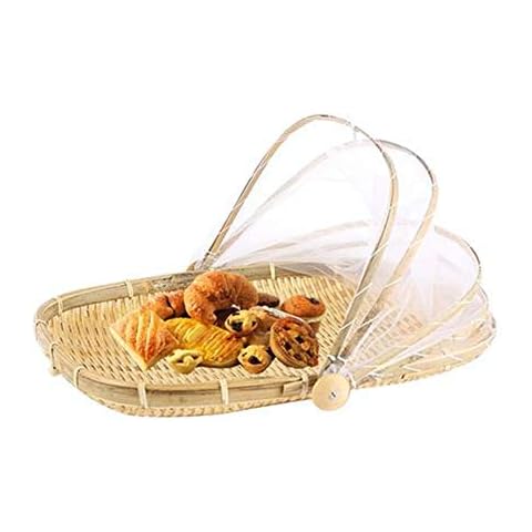 Bestevery Food Serving Tent Basket with Mesh Tent, Bug- proof Dust-proof Fruit Vegetable Bread Cover Storage Container Outdoor Picnic Food Cover Mesh Tent Basket with Gauze Cover