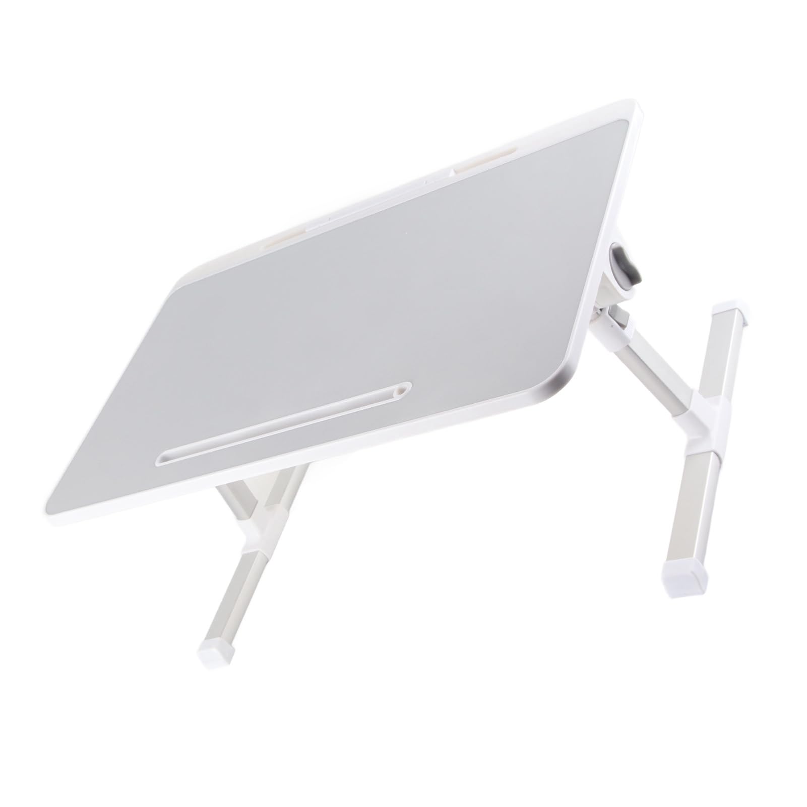 AMONIDA Mesa de Cama para Computadora Portátil con Patas Plegables para Escribir y Comer Portátil Aleación de Aluminio Ajustable 60x40cm (Gray)