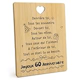  ORIZMA Cadeau Femme Homme 60 Ans - Planche À Découper 60 Ans Épaisse Bambou Cadeau Anniversaire Pour Femme Homme Cuisine