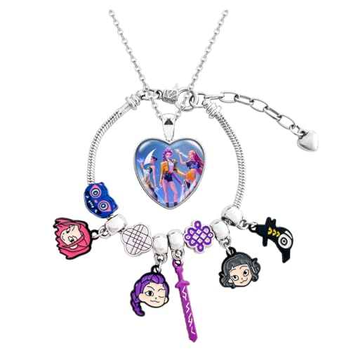 TIKMODERN Kpop Charm Bracelet Set Fashion Jewelry Bracelet with Character Charms Gift for Men and Women Fans (black1)