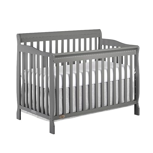 Dream On Me Ashton 4-in-1 Convertible Full-Size Baby Crib in Steel Grey, GreenGuard Gold & JPMA, Sustainable Pinewood, 4 Mattress Heights, Converts to Toddler, Day & Full-Size Bed