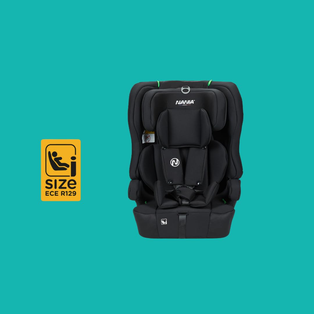 Nania Asiento infantil Rio I-size 76-150 cm, grupo 1/2/3 de 9 a 36 kg, de 15 meses a 12 años, reposacabezas ajustable, cinturón de seguridad de 5 puntos, funda extraíble, fijación con cinturón
