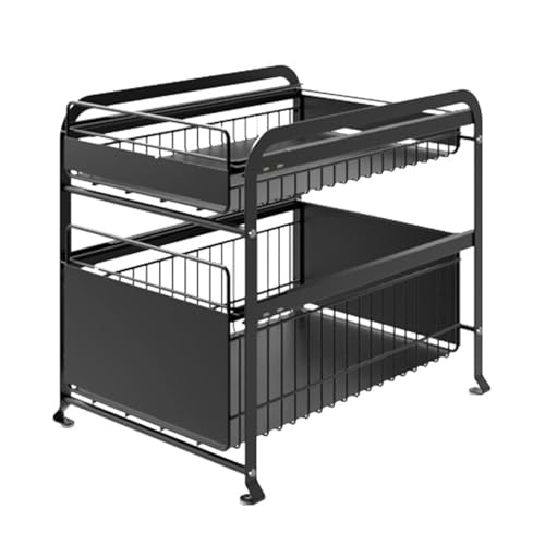LoKori Organizadores y Almacenamiento Debajo del Fregadero, Organizador de Gabinete Extraíble de 2 Niveles con Cajón Deslizante, Cesta Multiusos para Gabinete Deslizante de Cocina y Baño