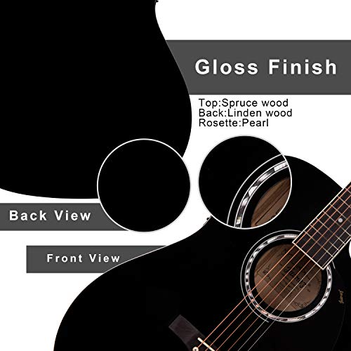 Image of Juarez Arpeggio JRA41SP-TLQ-BK 104.14 cm (41 Inch) Semi-Acoustic Guitar Kit, Thin Line Body, Spruce Top, with 4 Band EQ, High Gloss Black