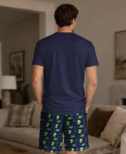 Image of Yoimira Mens Soft Pajama Set Short /Long Sleeve 2 Piece PJs with Pockets | Men's short /long sleeve pajama set, soft 2 piece PJs with pockets for sleepwear, loungewear, relaxing at home and nightwear