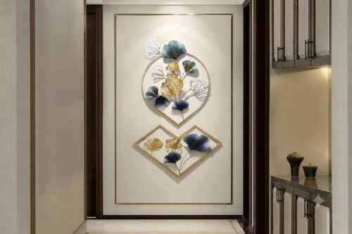 Image of SMILES GIFT Luxury Imported Wall Hanging | Abstract Metal Ginkgo Leaf Wall Decor | Sophisticated Large Hanging Sculpture for Living Room & Office