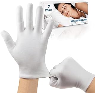 Moisturising Gloves, 7 Pairs Cotton Gloves for Eczema, Night Gloves for Dry Hands, Washable White Cotton Gloves Fits Men and Women