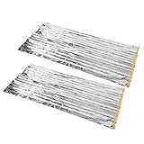 Mantas de Emergencia de 2 Piezas, Manta de Supervivencia Plegable 200x100 Cm, Protección Solar Resistente a la Lágrima, para Viajar en Campamento, Aislar Viento, Lluvia y Baja