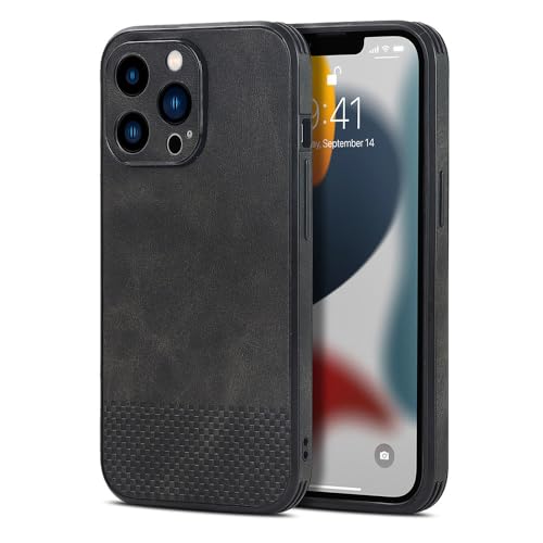 Étui en cuir pour iPhone 12 et Pro Max avec protection d'appareil photo noir
