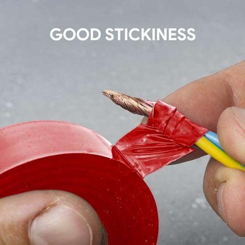 Image of Flame Retardant Red Electrical Tape; 3 /4 Inch * 66 Feet; PVC Electric Tape for Under 600V Electric, Repair, Home Outdoor Indoor Wire Insulation, 5℉ to 221℉ (1, Red)