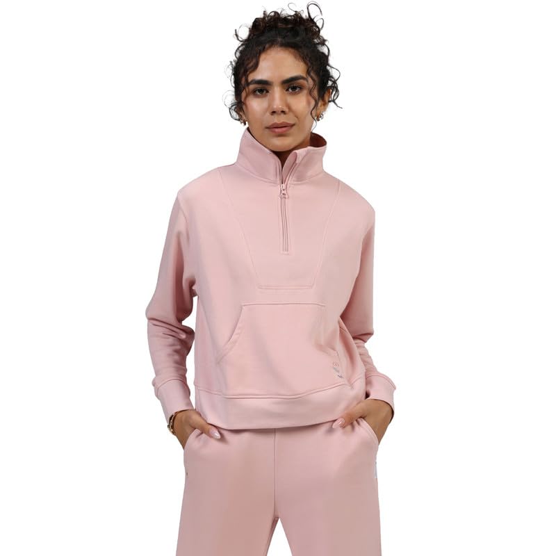 Image of BlissTerry Half Zip | Zippered front |Convertible collar to style |Kangaroo pocket for essentials |Ribbed cuffs |Cropped length