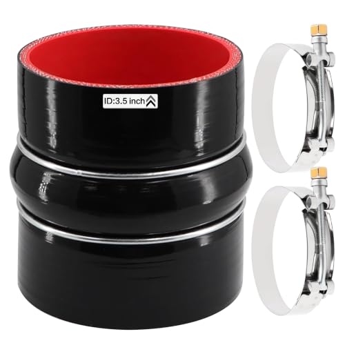 Image of ID 3-1 /2 inch Silicone Straight Coupler Hose 4-Ply Length 4 inch with 2 T-Bolt Clamps as Turbo Intercooler Intake Pipe,Fits Pipe OD up to 3.5 in(89mm)