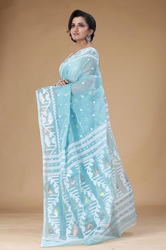 Image of OISHANI SAREE GHOR Women's Traditional Bengal Cotton Silk Soft Jamdani Saree - Authentic Design and Quality - No Blouse Piece