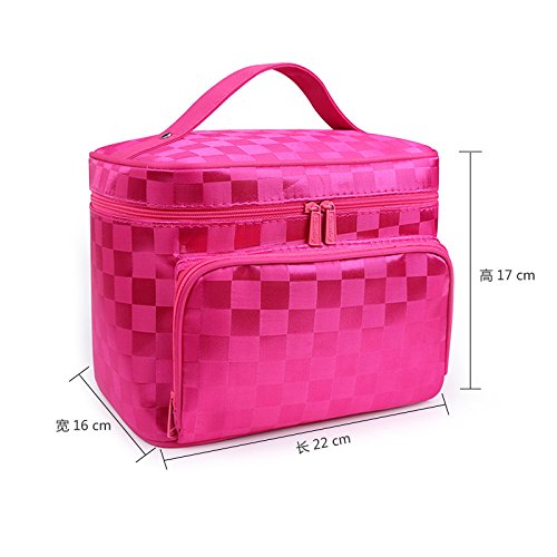 Borsa da Toilette a griglia, Grande Borsa cosmetica da Donna a Righe, Impermeabile, Kit da Toilette Professionale, Organizer da Viaggio, Scatola per Il Trucco